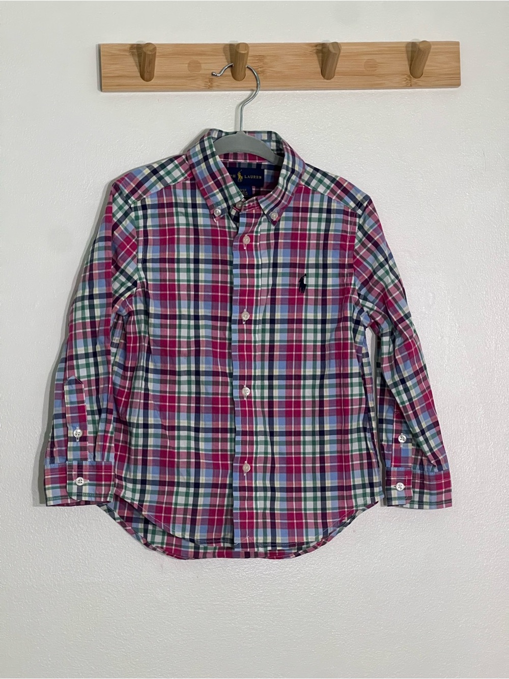 Ralph Lauren toddler Plaid Button-Down holiday Shirt - 100% cotton 3T no flaws